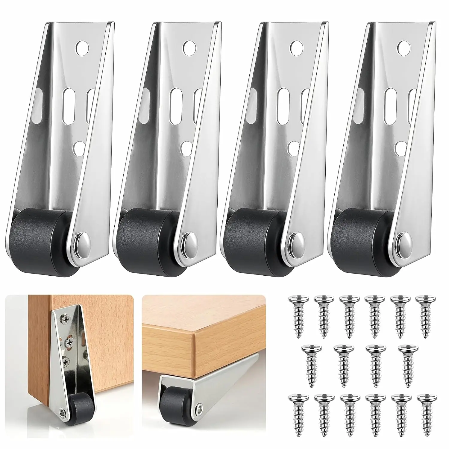 4pcs  Vertical Track Roller Wheel, Load-Bearing Anti-Sag Sliding Door Bottom Rollers, Heavy Duty Sliding Door Bottom Guide, Hardware