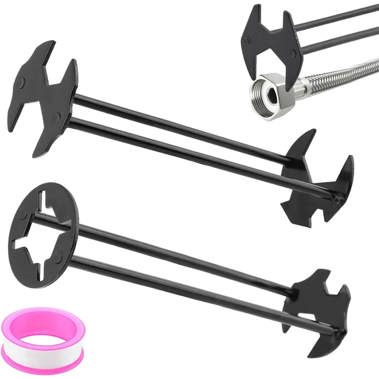 2 count Basin Wrench Multifunctional Sink Wrench Faucet Removal Wrench