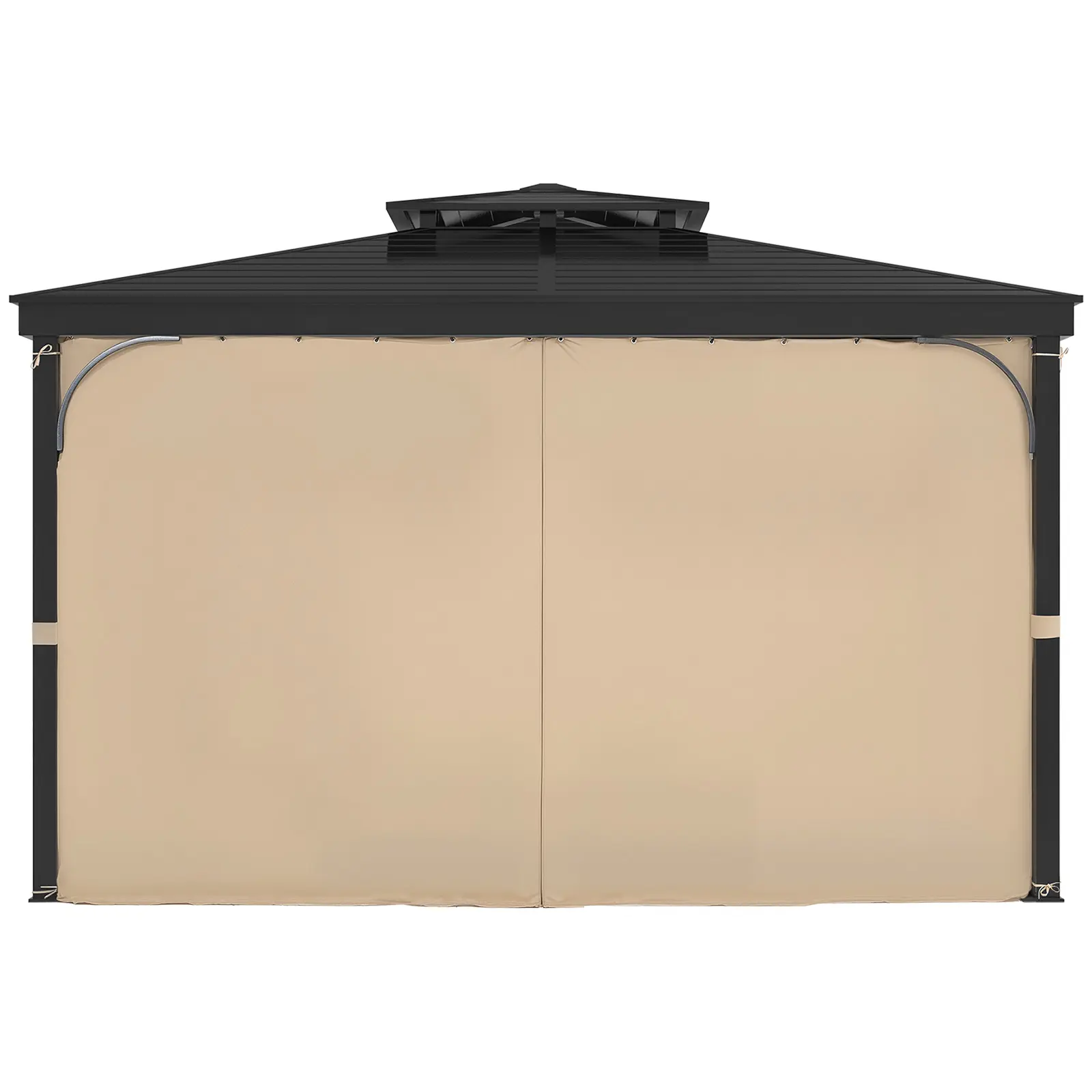 Gazebo Curtains Outdoor, 12' x 10' x 7.3' Gazebos, 4-Panel Sidewall Gazebo Privacy Curtains with Zippers, Outdoor Curtain Replacement for Patio Canopy, Only Curtain, Khaki