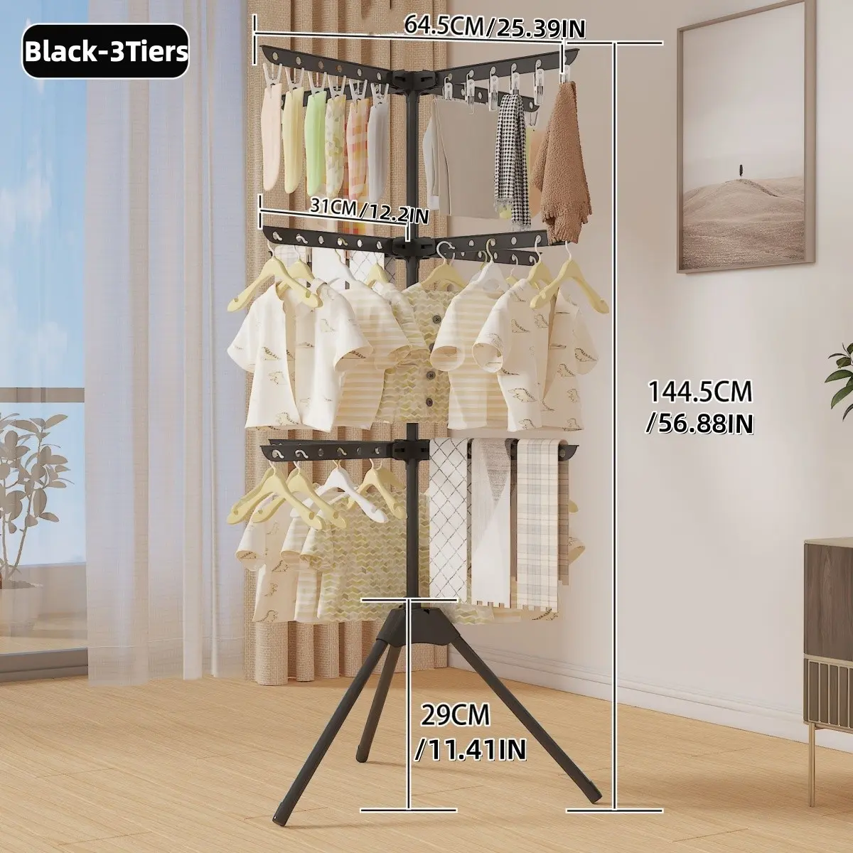Multifunctional Folding Clothes Rack, Clothing Drying Rack, Independent Support Large Capacity, Indoor Outdoor Use, No Installation Required, Modern Design, Folding Clothes Drying Rack