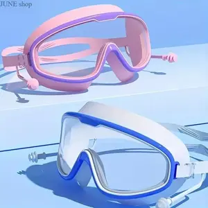 Ergonomic Large Frame Swimming Goggles With Matching Earplugs, Uv Protected Fog Resistant Fully Waterproof Swim Eyewear, Skin Friendly Pool Glasses Suitable For Teens Over 14 For Indoor Swimming, Beach Activities And Water Fitness Training