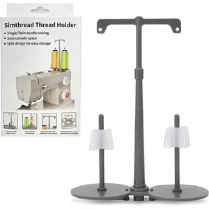 Gray Vertical Dual Spool Sewing Thread Holder Stand, Universal ABS Thread Stand for Embroidery & Quilting, Compatible with Most Household Sewing & Embroidery Machines