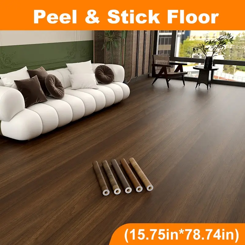 Self-Adhesive, Durable Pvc Material Wood Grain Pattern Vinyl Flooring Sticker, Non-Slip Waterproof 0.32mm Wallpaper, Floor Tile, Easy Installation, Removable Floor Decal for Livingroom, Bedroom, Kitchen