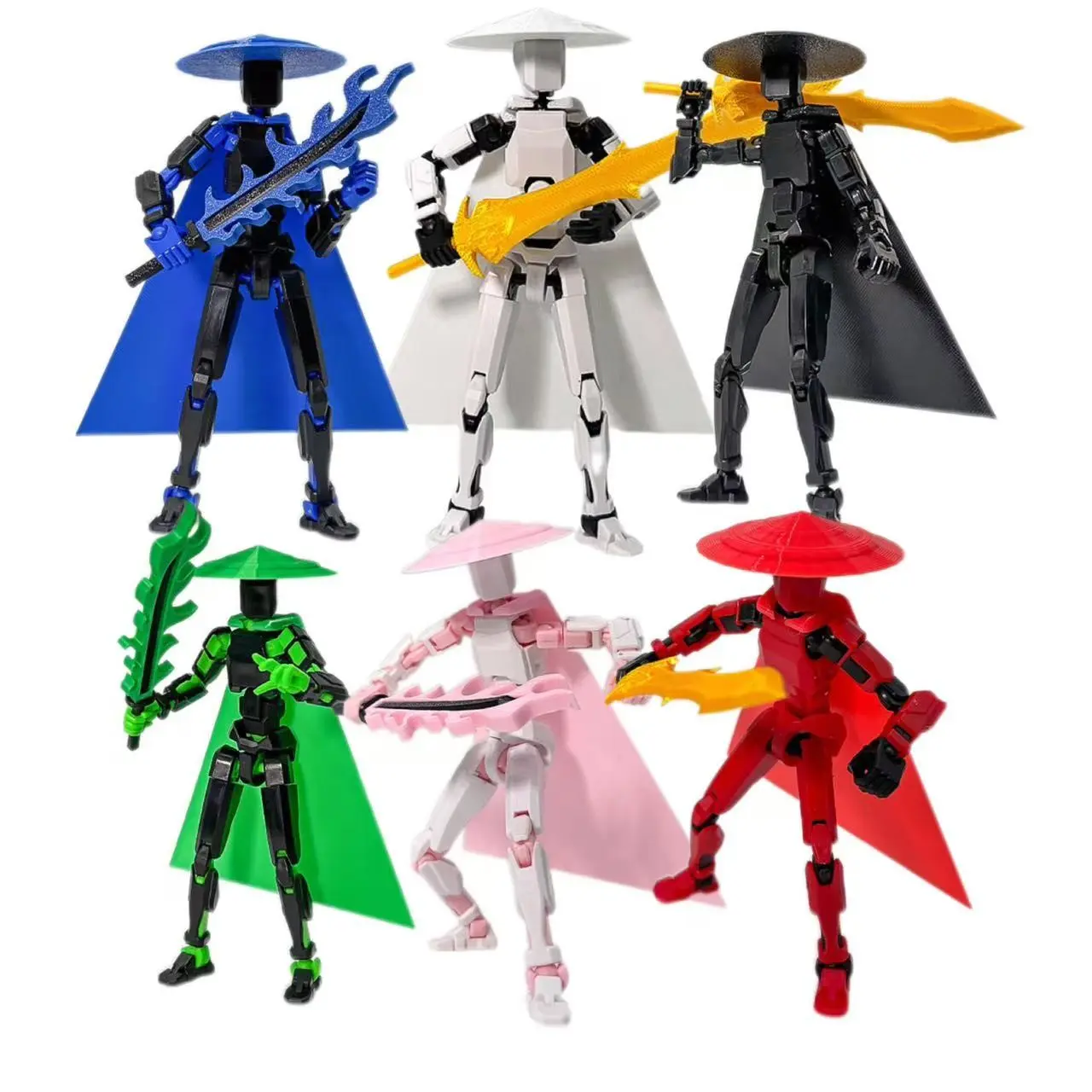 T13 Action Figure Multi-Color Jointed Samurai Doll, Full Body Articulated 3D Printed Ronin Puppet, DIY Poseable Eastern Warrior Collectible Toy, Collectible Figure Decor, Articulated Figures, Figurines Collectibles
