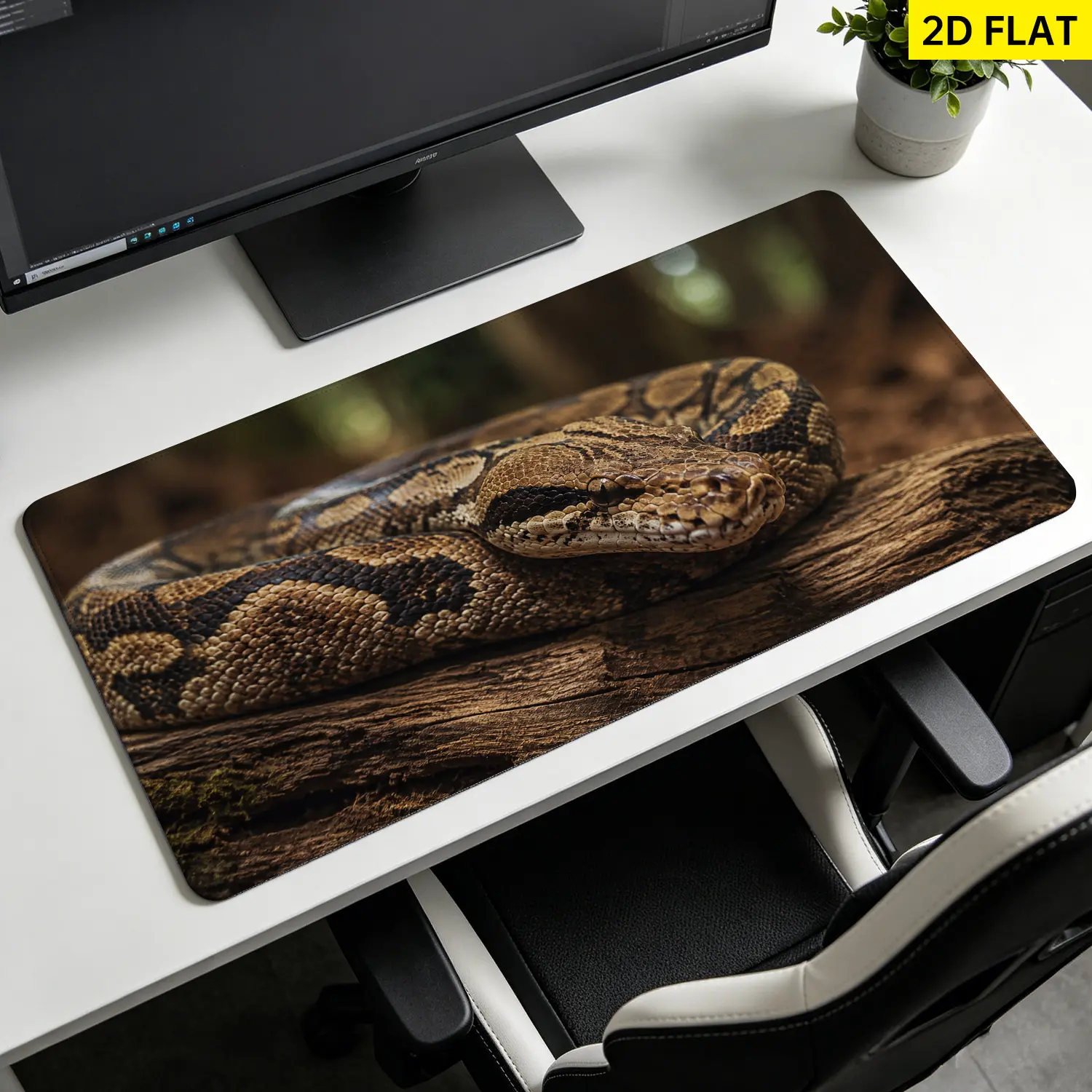 Extra Large python snake forest wildlife Mouse Pad, Non Slip Rubber Pad, Desktop Decoration Drotection Pad, Washable, Lock Edge Multi Size, Premium Multipurpose Mousepad For Office, Gaming Desk, Gift for Family and Friends