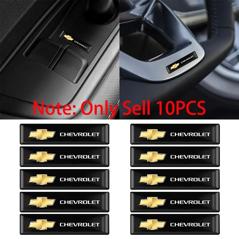 Chevrolet 10Pcs Long/Short Car Styling Stickers 3D Epoxy Car Emblem Badge Decoration Decals For Chevrolet Silverado Cruze Spark Captiva Impala Lacetti Malibu Aveo Orlando Trax Auto Accessories