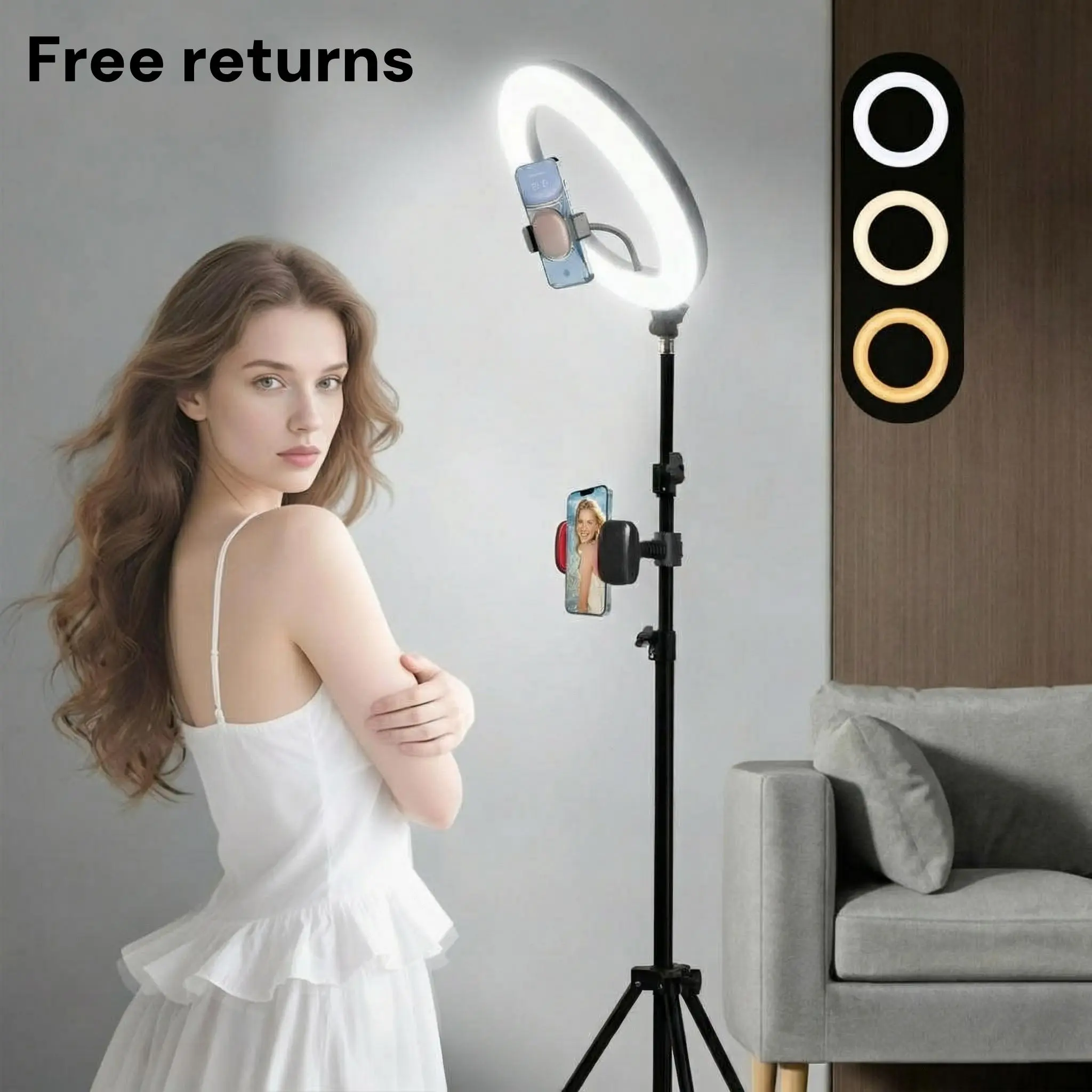 12" Ring Light with 71" Extendable Tripod Stand and Phone Holder, USB Powered LED Video Light for TikTok Live Streaming YouTube Recording Makeup Vlogging Compatible with All Smartphones Webcams and Devices