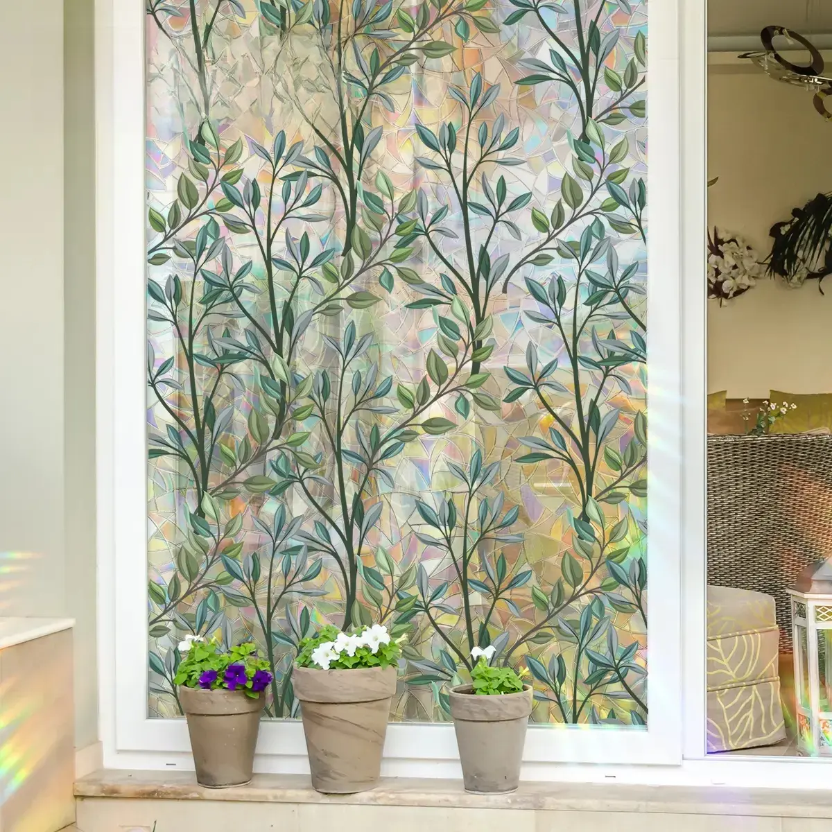 Leaves Pattern Window Film, Window Privacy Films, 1 Set Removable Electrostatic Window Sticker, Decorative Decal for Home Living Room Bedroom#GLOBAL PICKS
