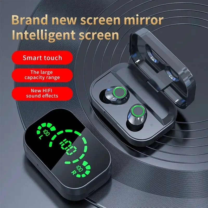 Yd03 Bluetooth-compatible Earphones, Ear Buds, Mirror Display Wireless High-Quality Sound, Long Battery Life, In-Ear Universal Noise-Canceling Headphones