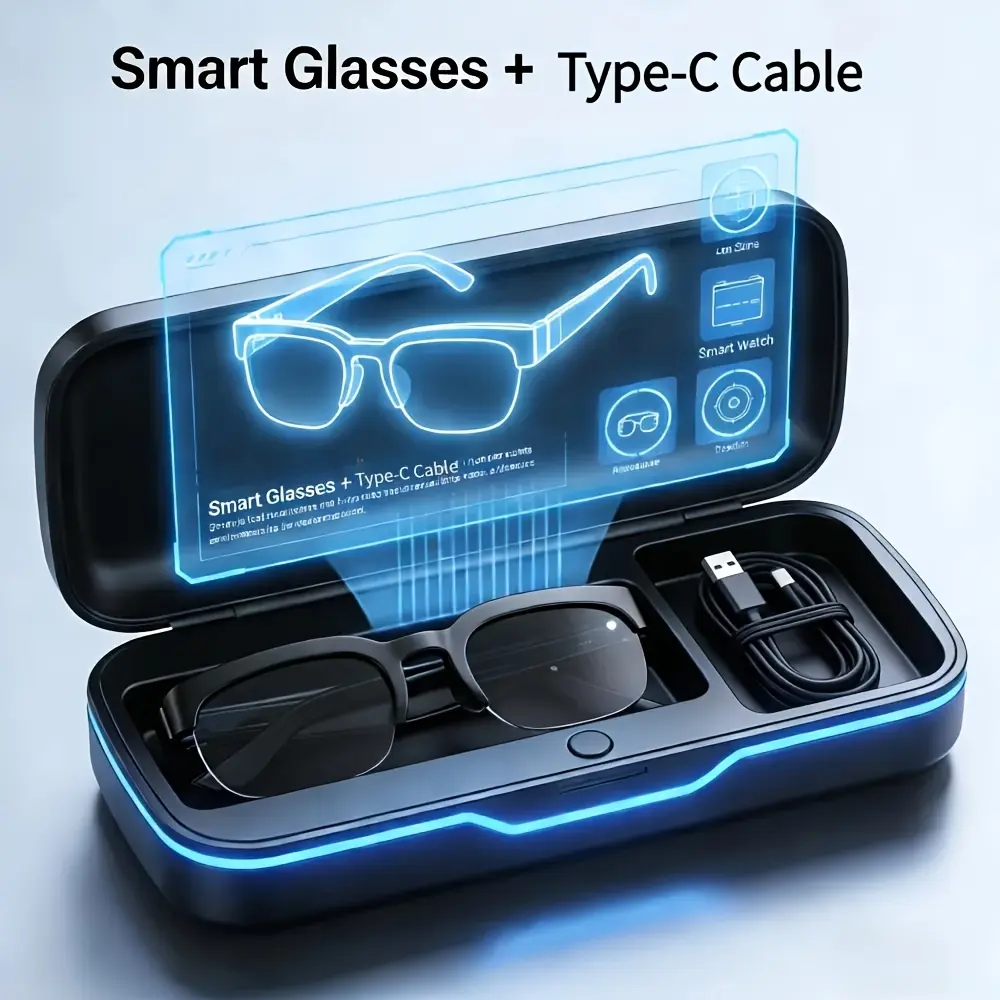 PIXNMO  Open‑Ear AI Real‑Time Translation Smart Audio Sunglasses, Black