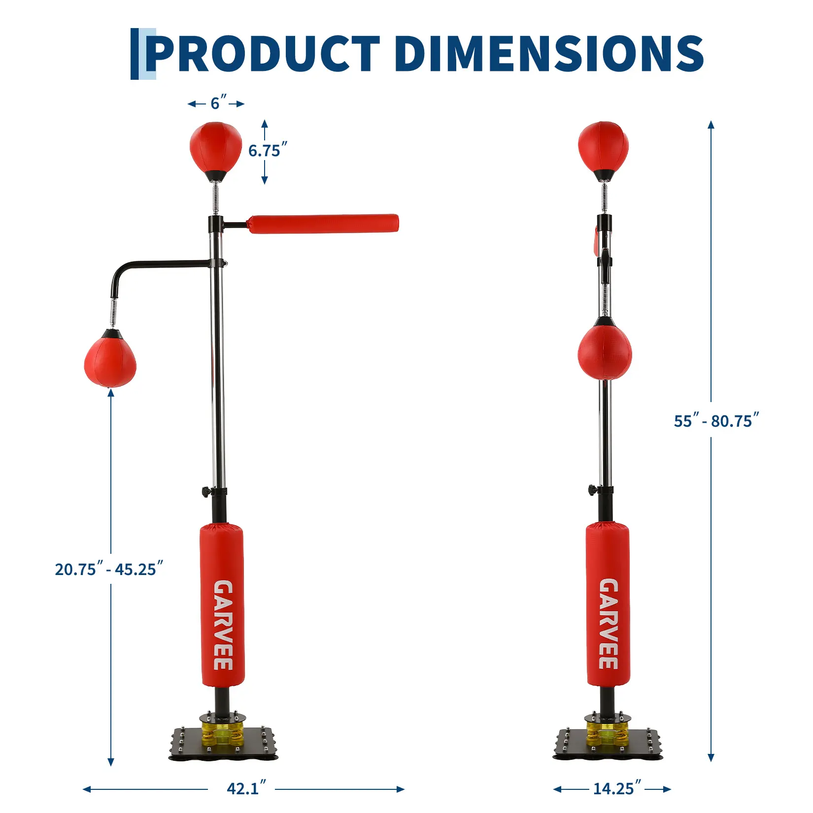 3-in-1 Adjustable Freestanding Boxing Punching Bag Stand with Speed Ball & Rotating Reaction Bar, Heavy Duty Steel Suction Base Portable Boxing Training Equipment for Home Gym, Kids and Adults
