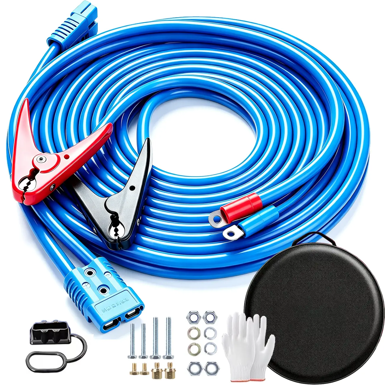 1-Gauge 30ft Jumper Cables, 800A Heavy-Duty Pre-Assembled Automotive Quick Connect Booster Cables with Carry Bag, 1 Gauge 30 Feet Jumper Cables