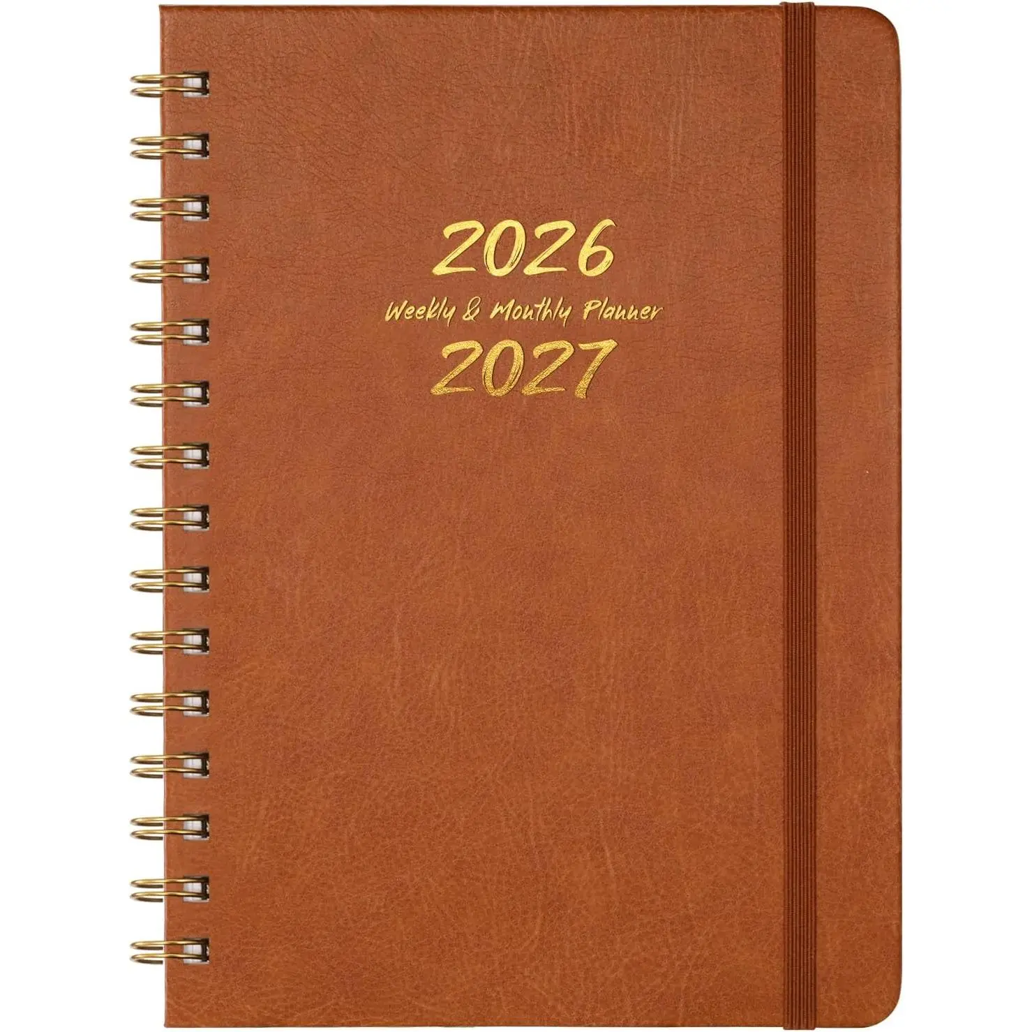 Planner 2026-2027 - Weekly & Monthly 2026-2027 Planner with -Wire Binding, JULY 2026 - JUNE 2027, 6.3" x 8.4", Hardcover with Monthly Tabs,  Pocket, Thick Paper - Brown