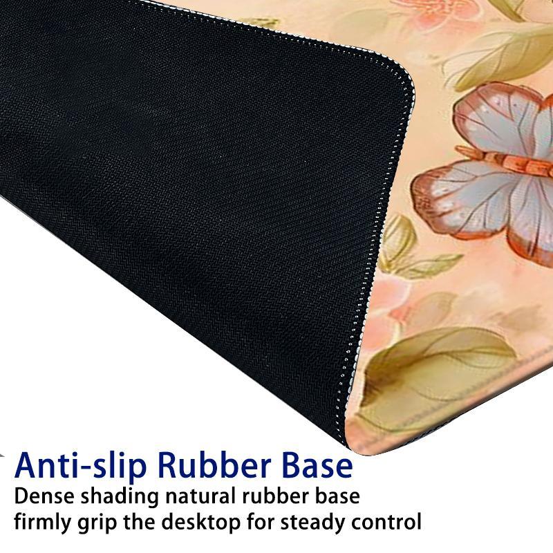Butterfly Floral Pattern Mouse Pad, Rectangle Gaming Mouse Pad, Office Desk Keyboard Mat for Home Office Game Room Desk