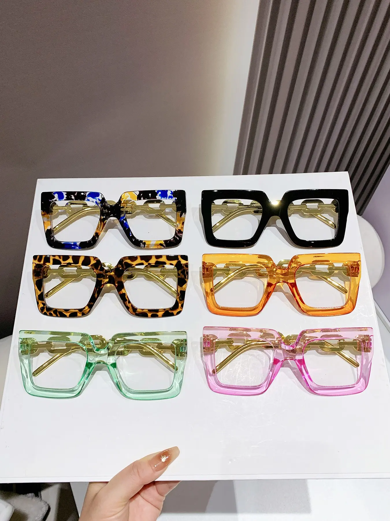6 Pcs Women's Large Frame Decorative Glasses, Basic Square Frame Fashion Eyewear, Suitable for Men and Women, Daily Wear, Student Use