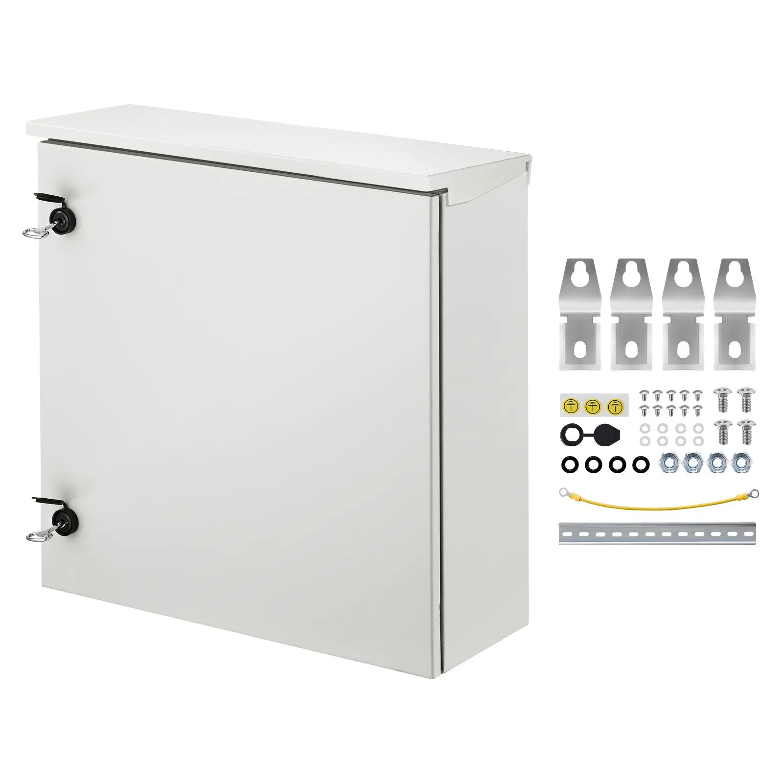 【DealsForYouDays】VEVOR Electrical Enclosure, 24 x 24 x 8 inch, 2.0 mm Thick Cold-Rolled Carbon Steel Hinged Junction Box, NEMA 4 IP65 Waterproof Dustproof, 304 Stainless Steel Hinges, for Outdoor Indoor Agricultural Commercial Sites