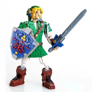 Zelda Ocarina Link Building Block Figure, 25cm Large Multi-Jointed Action Figure, Articulated Figures, Collectible Desktop Model, Unisex Gift