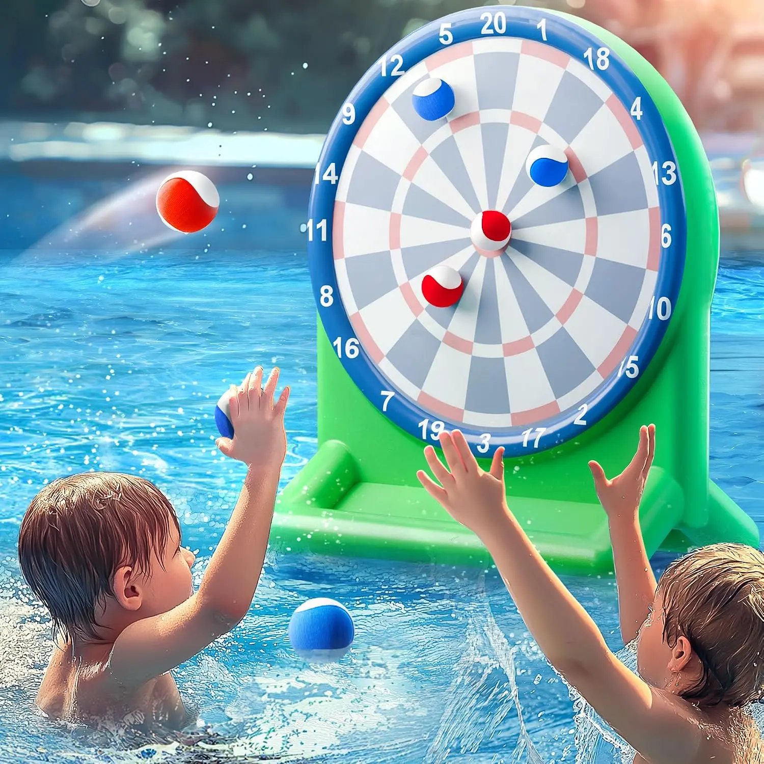 Kids Fun Pool Toys, Inflatable Dart Board Toss Water Game, Swimming Pool Float, Beach Yard Outdoor Play, Summer Birthday Party Sport Gift 3 4 5 6 7 8 9 12 Yrs Boy Girl Teen Adult Family-Green