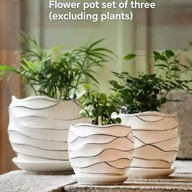 Bohemian Style Ceramic Flower Pots Set, Self-Draining Planters for Home Office Garden Decor, Perfect Gift for Mom Christmas Thanksgiving