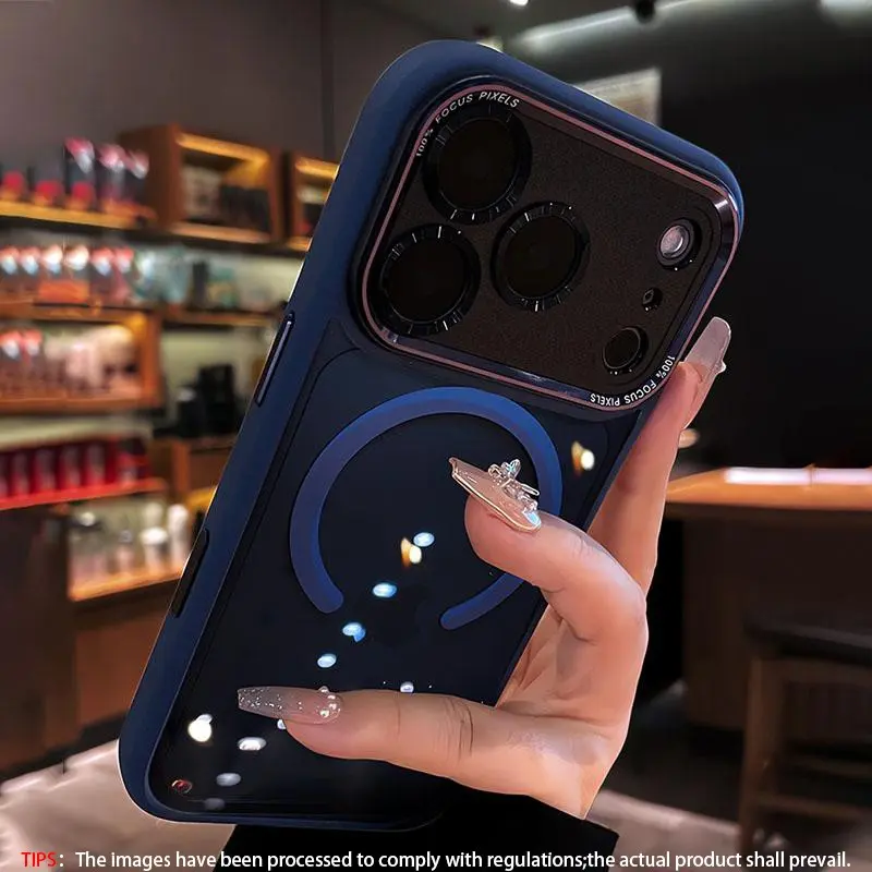Translucent Metal Lens Frame, Shockproof Smartphone Case Protective Shell, Shockproof Protective Covers for iPhone 17 Pro Max, 17 Pro, 17, 16 Pro Max, 16 Pro, 15 Pro Max, 15 Pro, Acrylic Hard Case Cover