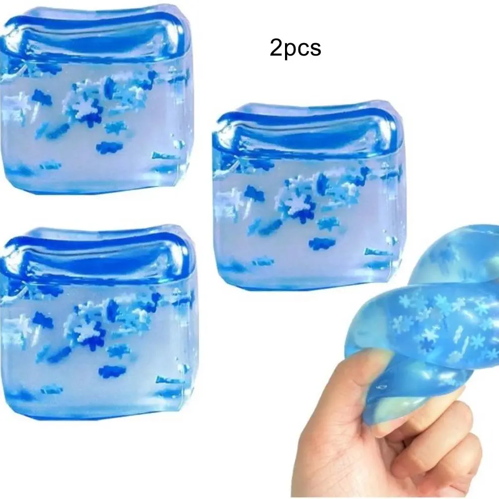 2PCS Ice Cube Squishy Stress Relief Toy, High-Density Gel Filled Sensory Decompression Ball, Desk Calming Fidget Cube for Anxiety Pressure, Office Study Relaxation Gift