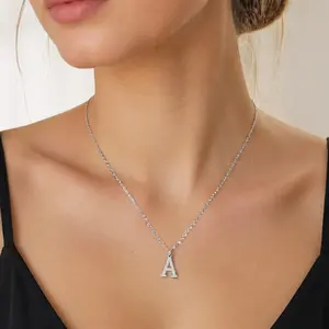 26 Initial Letter Necklace for Men & Women ,18K Gold Tone & Silver Tone Stainless Steel , Tarnish Resistant Personalized Jewelry