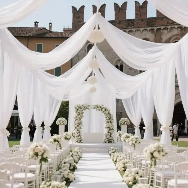 Whole Roll White Tulle Fabric, DIY Wedding Decor Sheer Tulle Curtain, Perfect for Outdoor Wedding and Party Backdrop Decoration