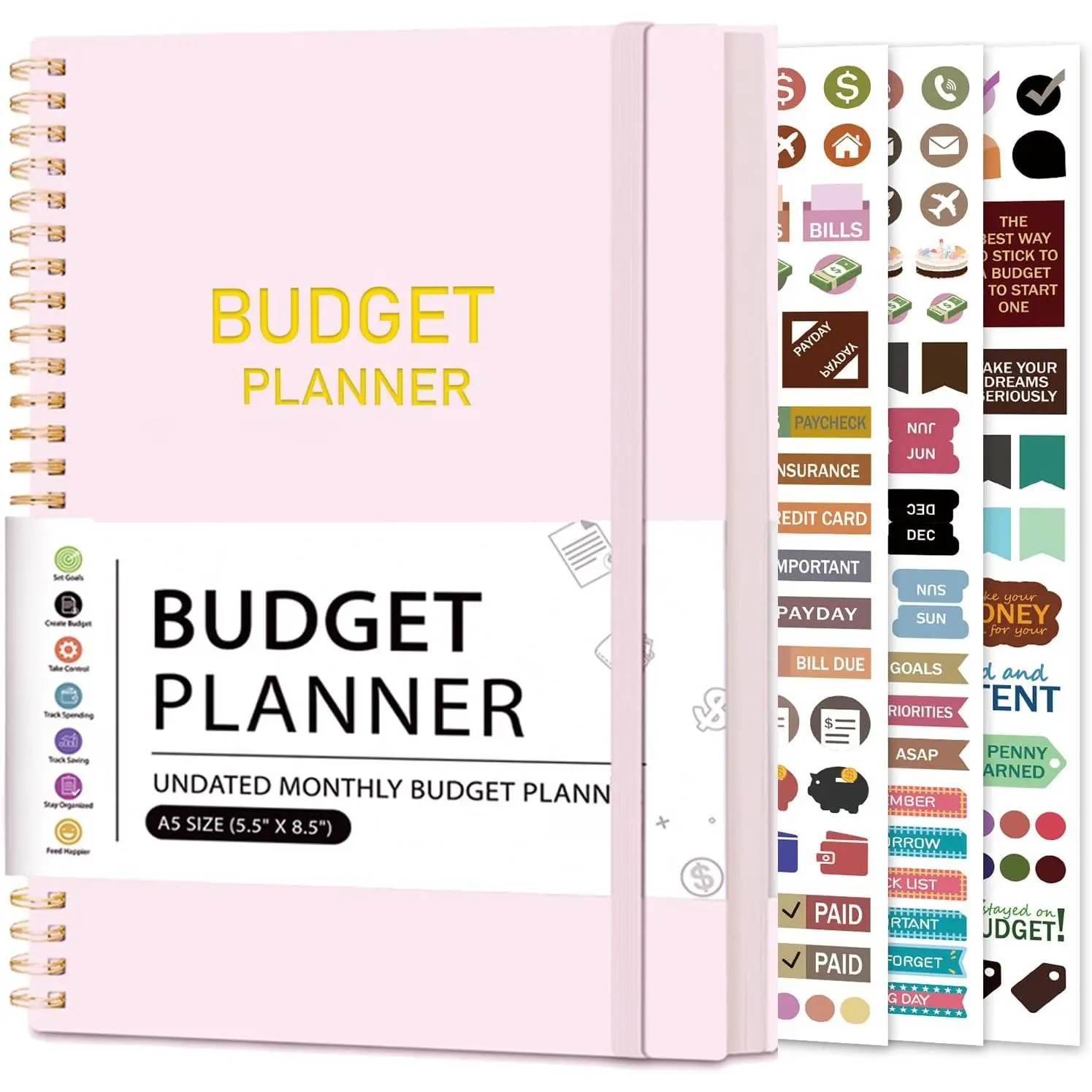 Budget Planner, Undated 12-Month Expense, Bill and Savings  | Monthly Account Organizer for Income, Expenses, Bills, Savings and Debt, with Dedicated Pages to Help Manage Your