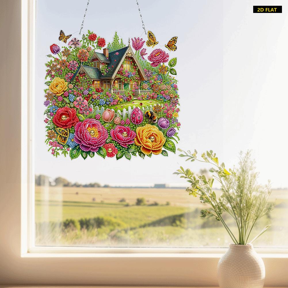 2D FLATHouse Theme 2D/Flat DIY Special Shape Hanging Diamond Art Kits Diamond Painting Set Rhinestone Diamond Art Window Pendants Diamond Diamond Painting Kit is Suitable for Decorations. Create Unique DIY Handicrafts, Making Gifts Distinctive and Unique!