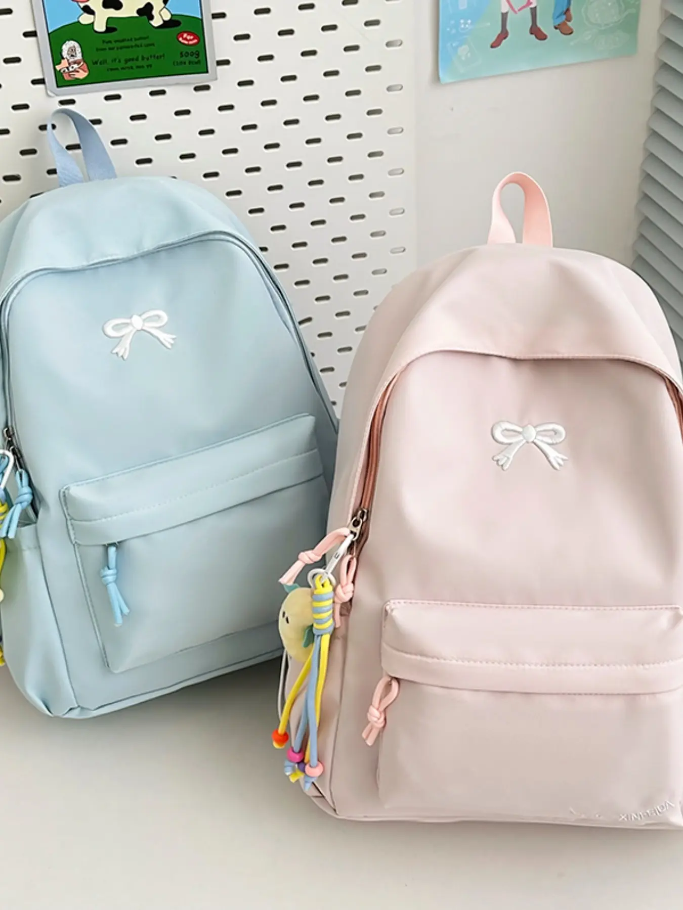 Cute Macaron School Backpacks for Girls, Fufu Style School Bag, Trendy Shoulder Bag, Perfect for Students, Lightweight & Durable Design