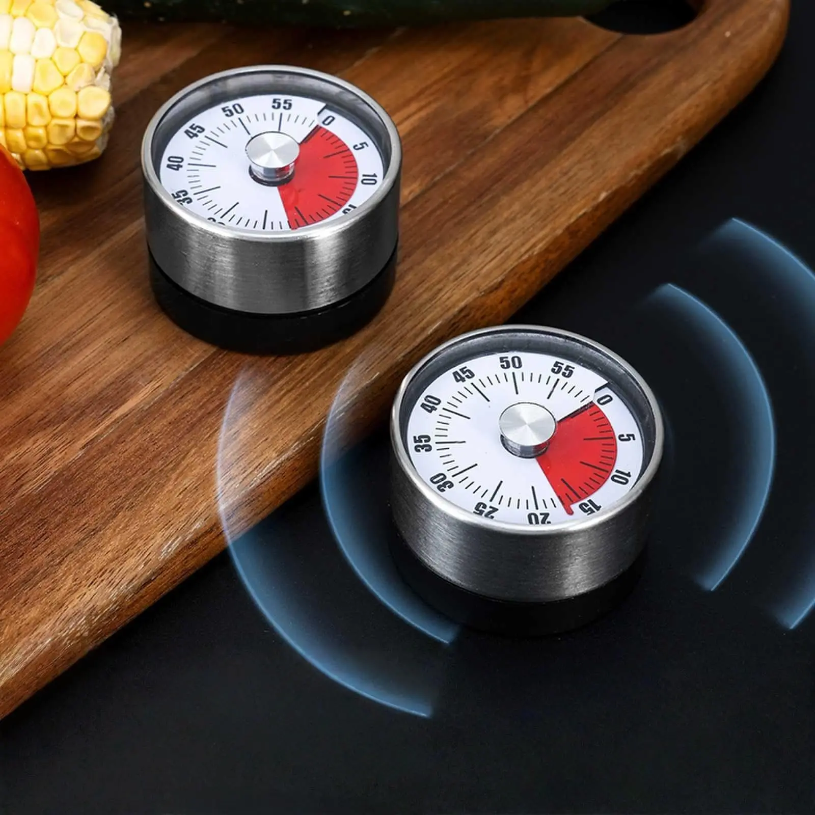 Magnetic Visible Timer 60 Minutes, 2.36 Inch Kitchen Countdown Timer, Stainless Steel Mechanical Tool, Ideal for Classroom Teaching, Kitchen Timers
