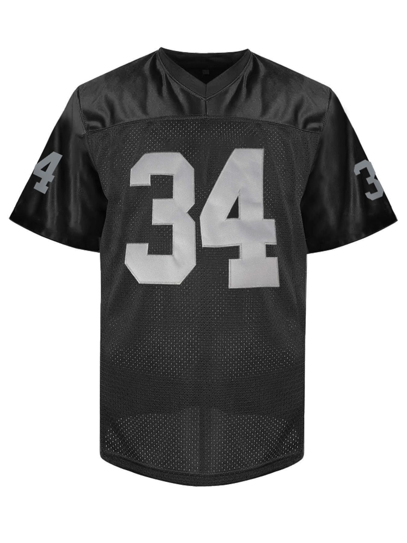 Men's #34 Letter Embroidered American Football Classic Throwback Jersey Shirts, Loose V-Neck Classic Retro Mesh Short Sleeve Pullover Sportswear Suitable For Streetwear Hip-Hop, Football, Daily Party, Sports Training