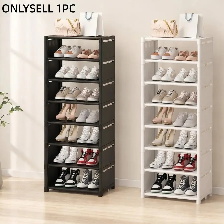 8-Tier Shoe Rack with Curtain, Metal, Portable, Easy Assembly, Corner Organizer, Ideal for Sports Shoes, High Heels, Boots, Home Entry, Living Room Storage, Shoe Display Rack, Shoe Holder for Entryway