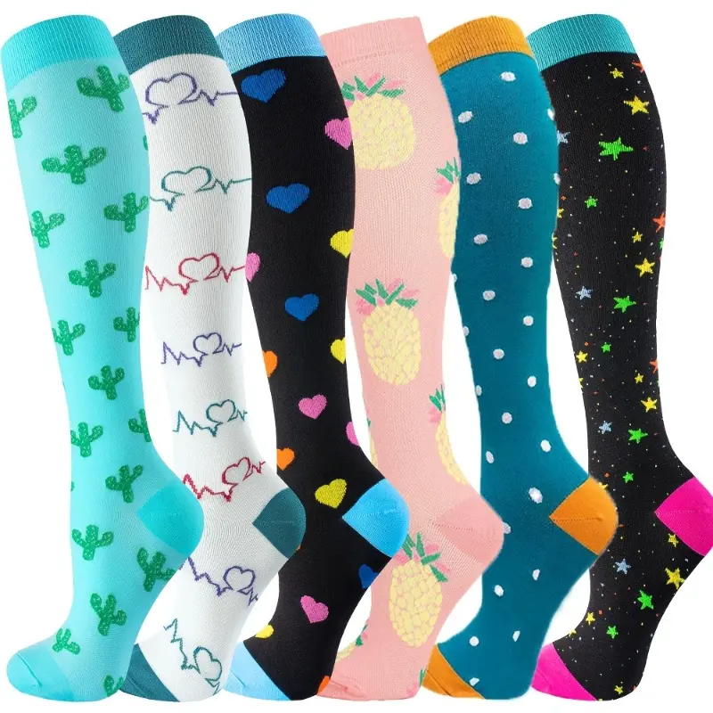 Compression Socks for Women & Men with Plants Pattern, 20-30 mmHg Support for Circulation & Tired Legs, Breathable for Gym Workouts