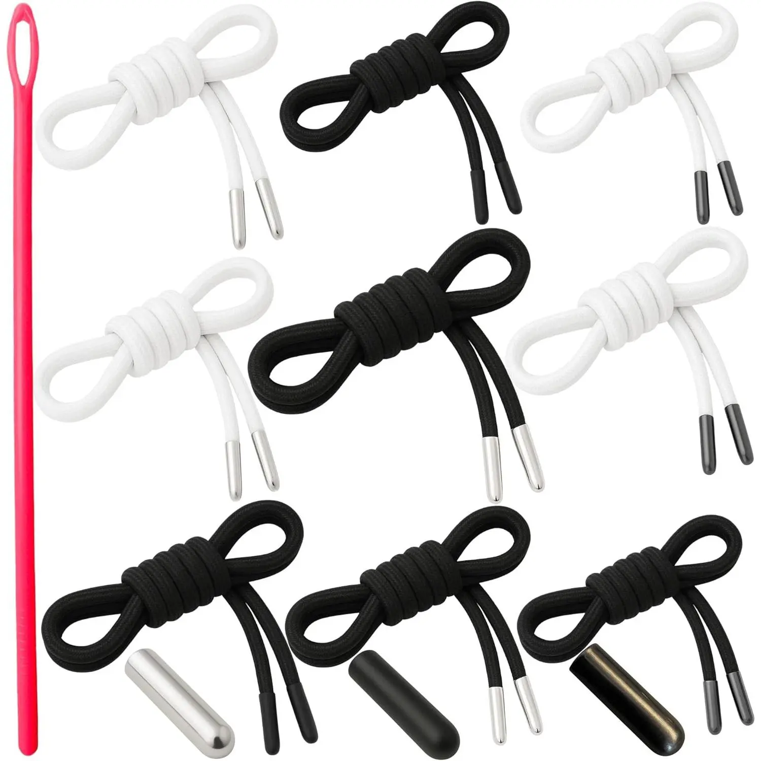53 Inch Poly Cotton Drawstring Replacement Cord with Aglets 9 Pack Replacement Kit with Threader Tool for Hoodies Sweatpants Pants Shorts Men's Clothing