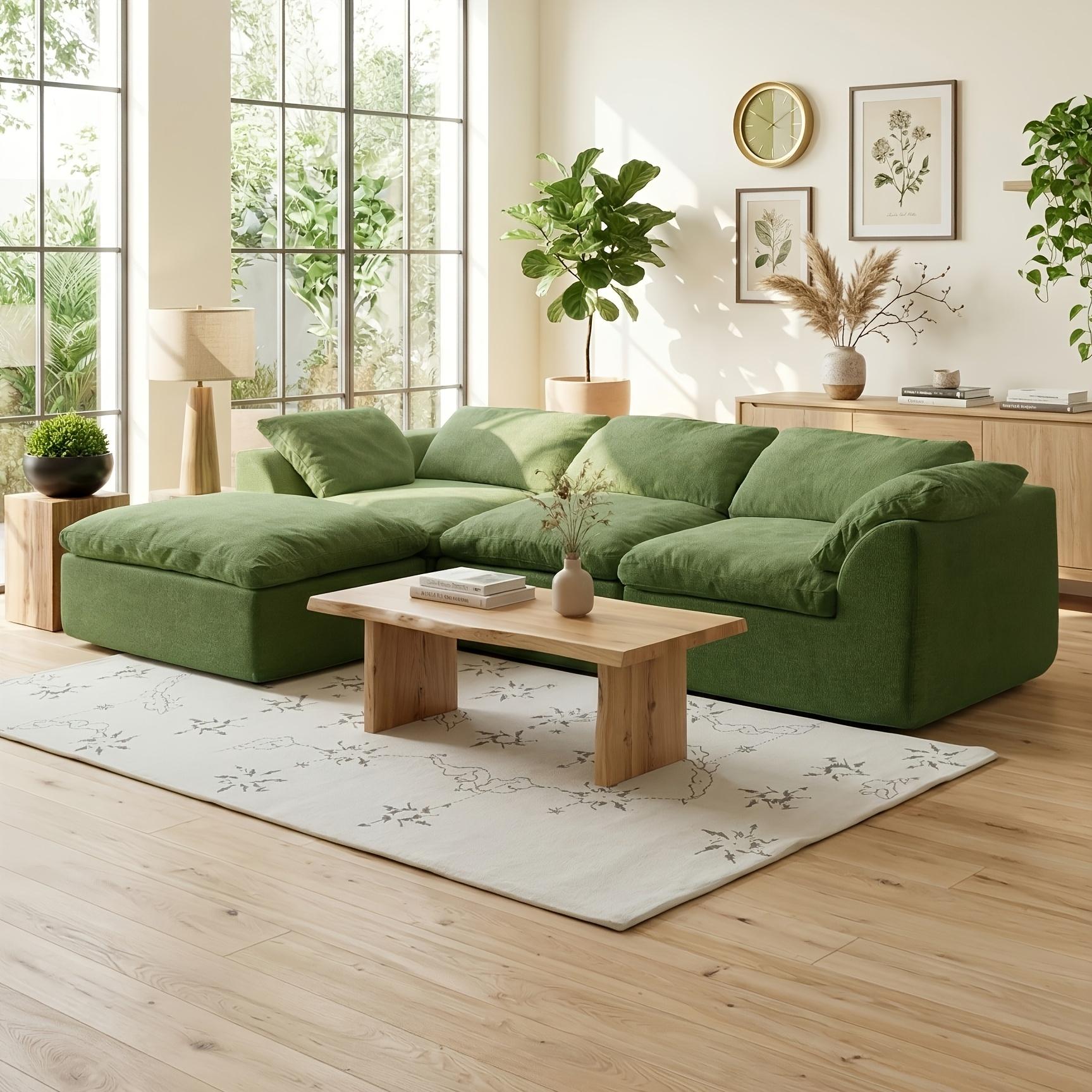 【1/2 Packages】108"Cloud Couches for Living Room, Boneless Couch L-Shape Comfy Sofa Modern Modular Sectional Sofa with Ottoman, Compressed Sofa, Cloud-Like Comfort, Flexible Modular, No Assembly Needed
