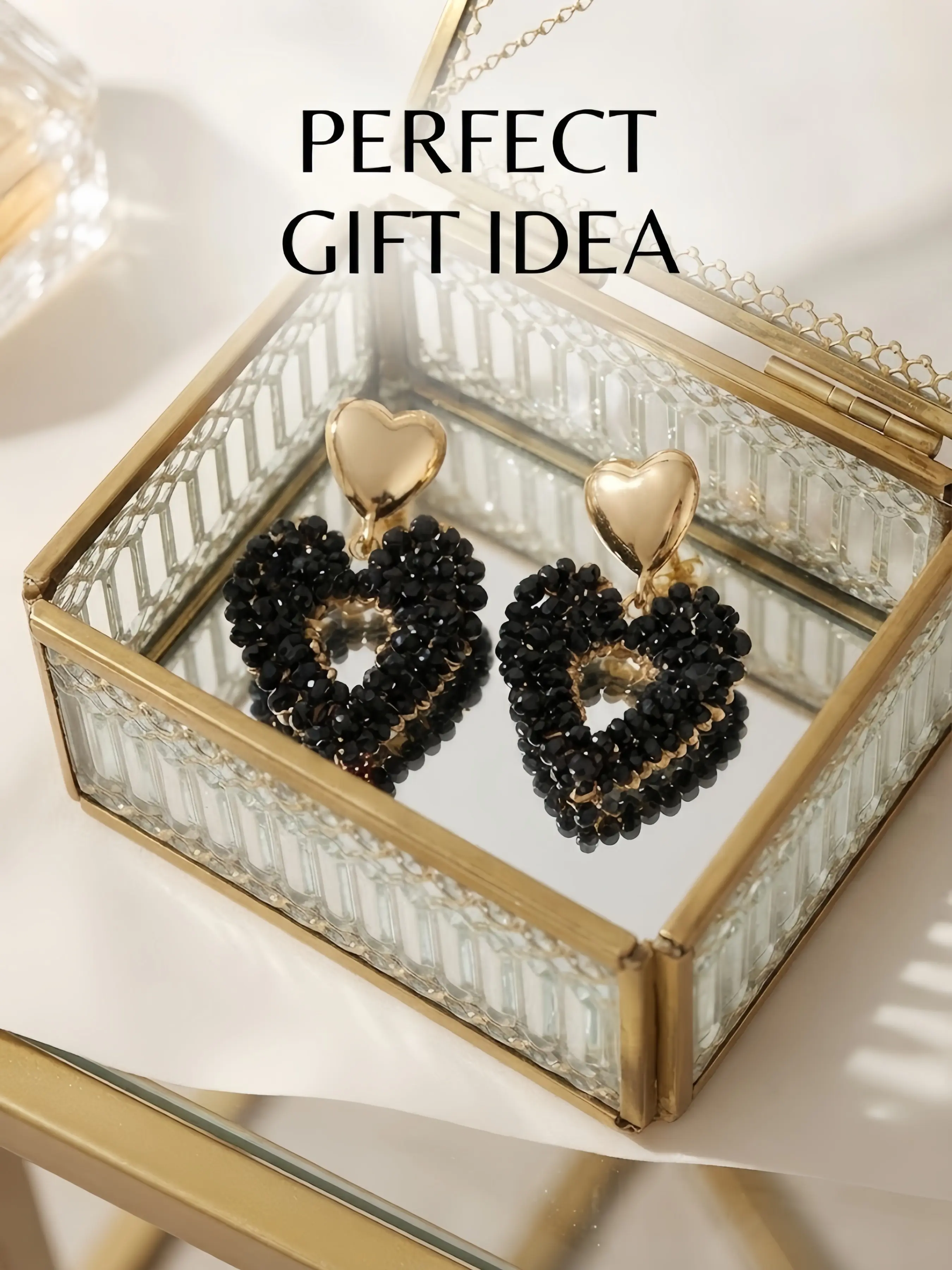 Elegant Beaded Heart Pendant Earrings, Shiny Fashion Jewelry, Perfect Gift, Creative Design, Stylish Accessory for Women