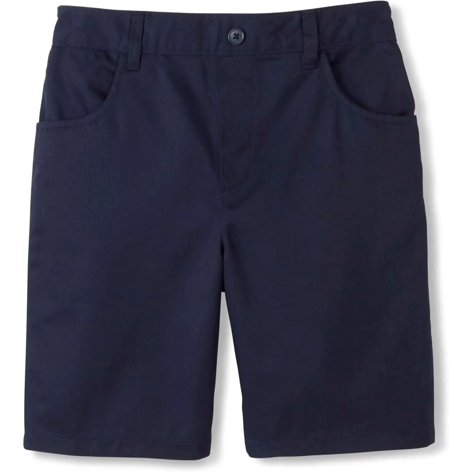 Girls' Pull-On Twill School Uniform Shorts with Elastic Waist-Back, Faux Button & Fly – Standard and Plus Sizes for Girls & TweensGift