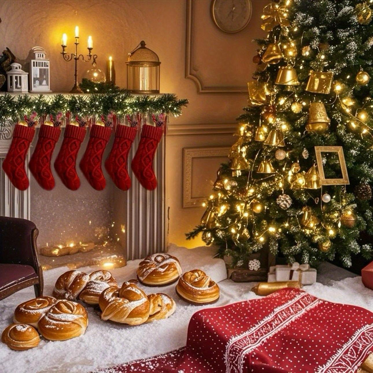 NewNew4pcs of Christmas stocking decorations - Red, Green and White Striped Knitted Candy Gift Bag, Durable Holiday Decorations, Suitable for Fireplaces, Windows, Home - No batteries required, Classic holiday decorations, Perfect choice for T, Christmas D