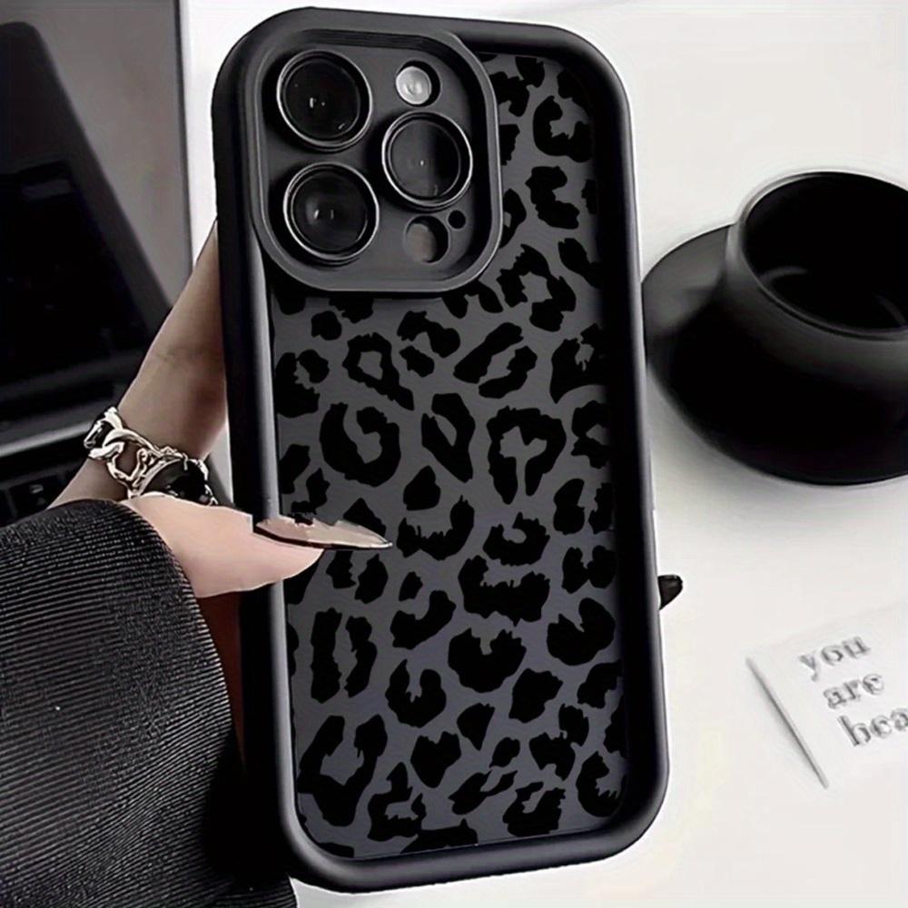Phone Case - 1pc Black Leopard Print Trendy Brand Full Wrap TPU Phone Case Compatible with Iphone 16, 15, 14, 13, 12, 11 Pro Max, X, XR, XS, 8, 7 Plus