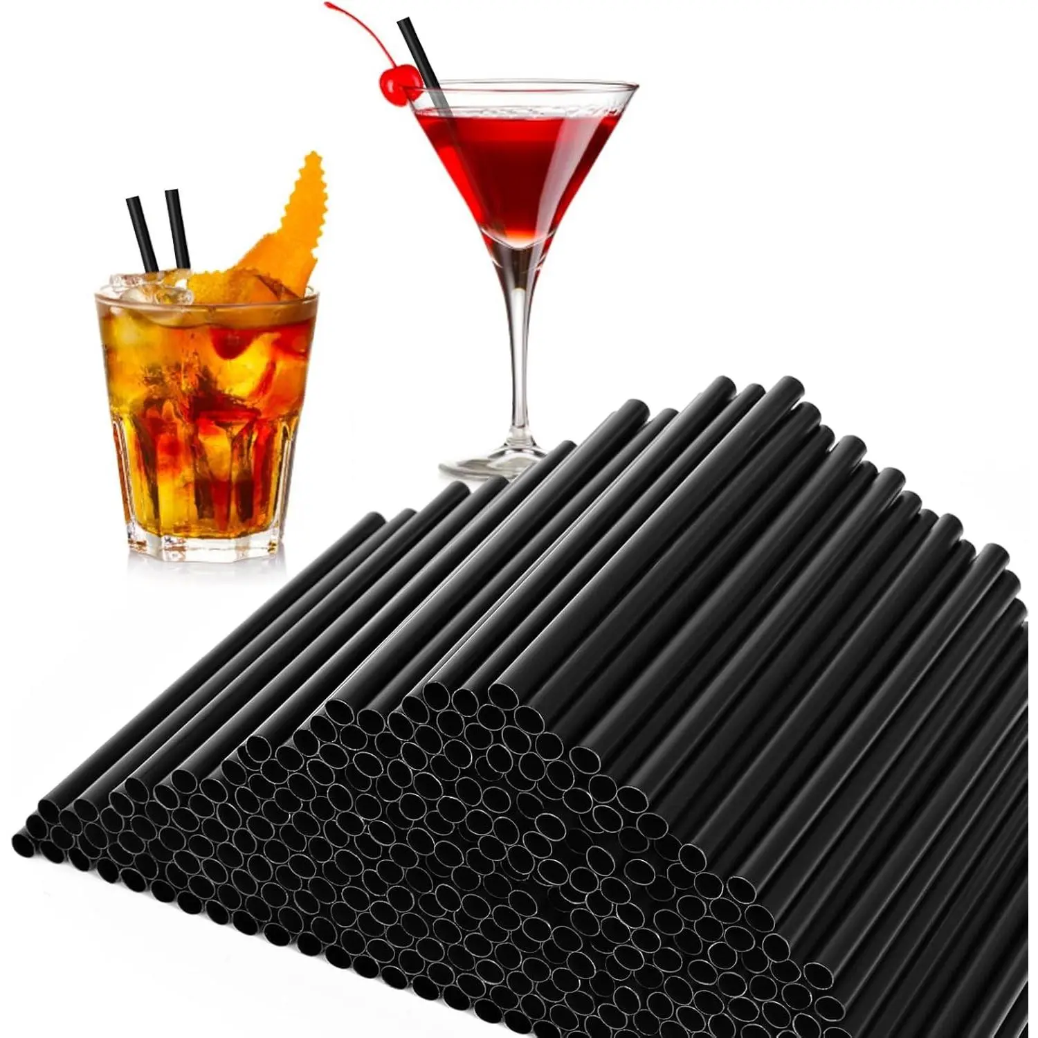 [500 Pcs] 5 Inch Black Drinking Straws - 0.24'' Diameter Disposable Plastic Straw for Coffee and Cocktail, Short Straws for Bar, Cafe, Club, Kitchen, Party, Martini, Margarita and Whiskey