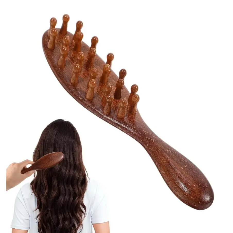 Sandalwood Hair Brush, Wide Tooth Natural Wood Brush, Ideal for Scalp Care, Hairstyle Design, Braiding, and Maintenance, Essential Grooming Tool