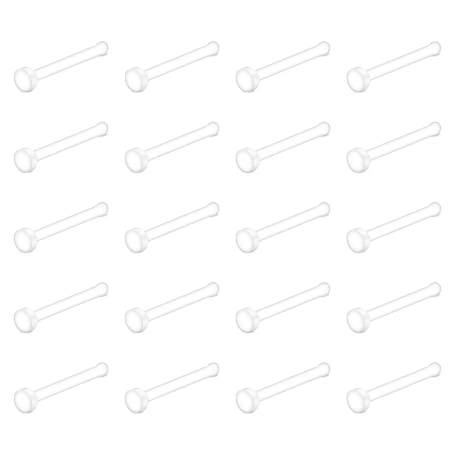 18G Clear Bioflex Nose Studs Plastic Nose Ring Flexible Nose Retainer for Work Surgery Piercing Retainer Bone Shape Flat TopGift