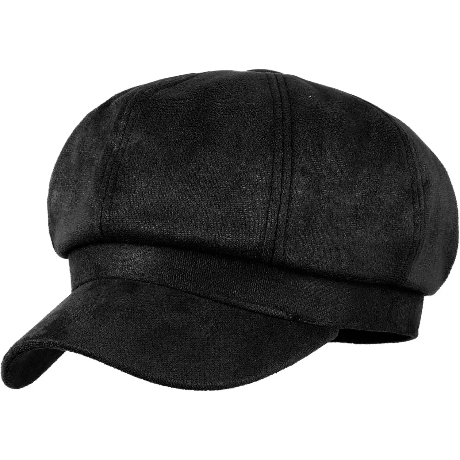 Women Faux Suede Newsboy Cap Cabbie Paperboy Painter Visor Hat