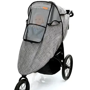 Stroller Rain Cover Universal Stroller Accessory Waterproof Windproof Protection from Dust Snow Baby Travel Weather Shield Grey