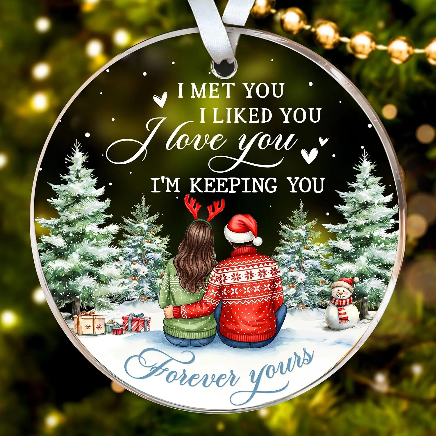 Couples Christmas Ornament - Married Couple Gifts for Him Her, Boyfriend Girlfriend, Couple First Christmas  Together Anniversary -  Xmas Ornaments Decoration 2025