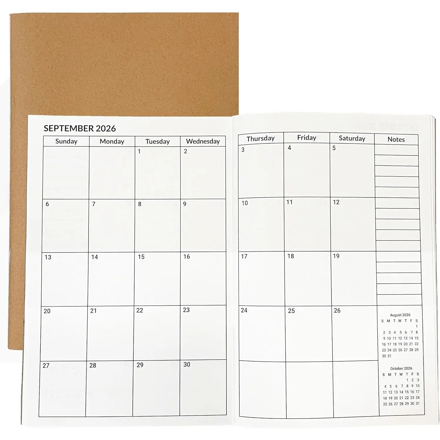 A5 Calendar Planner Jul 2026 - Jun 2028, Travelers Notebook Inserts for 2 , Monthly Calendar & Important Dates & Line & Dotted, 100gsm Paper, 8.3 x 5.5 in, 1 count