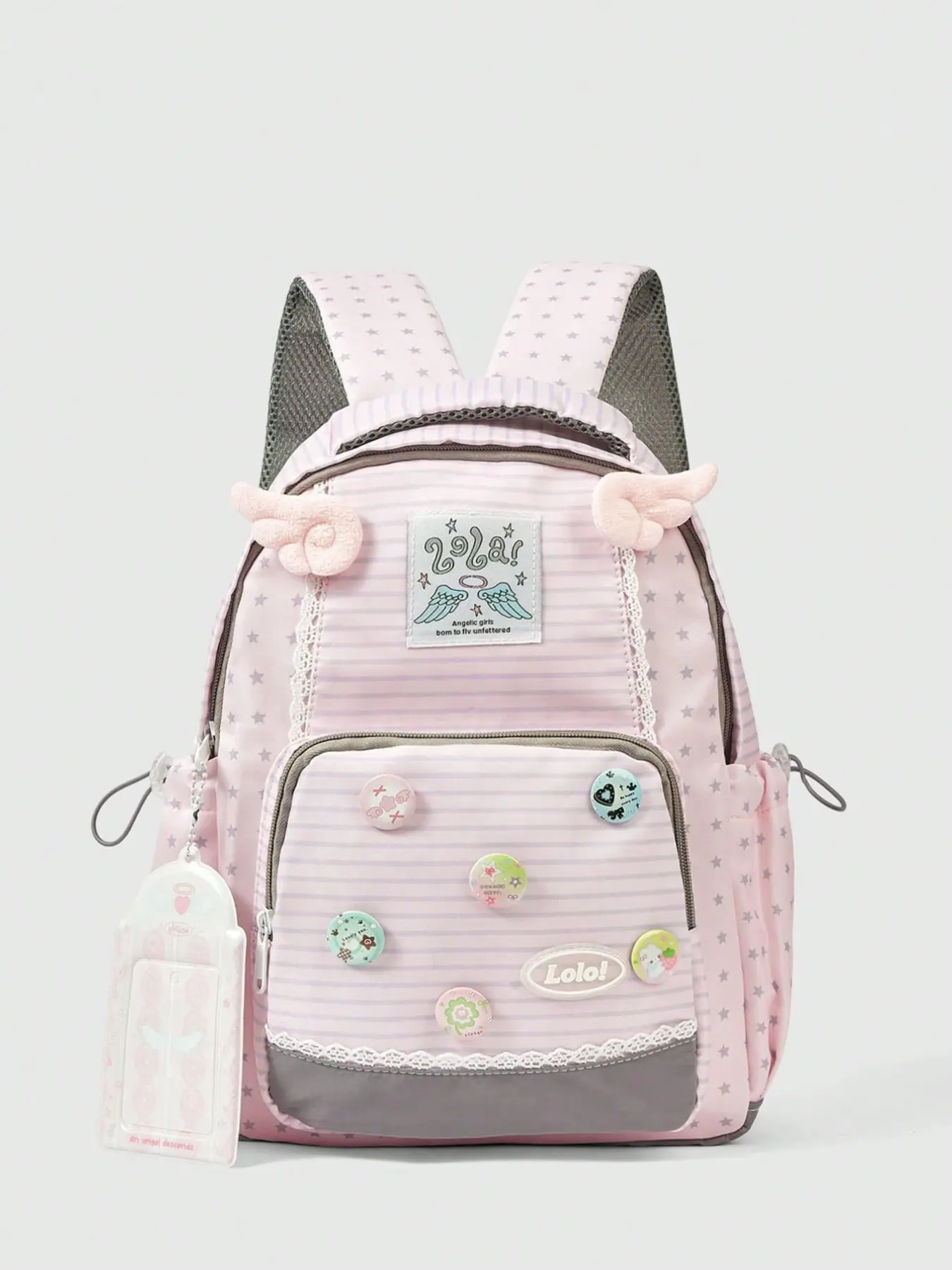 Cute Anime Style School Bag, Large Capacity Shoulder Backpack, Multi-Pocket Lace Design, Perfect for School, Commuting, Daily Use, School Backpacks