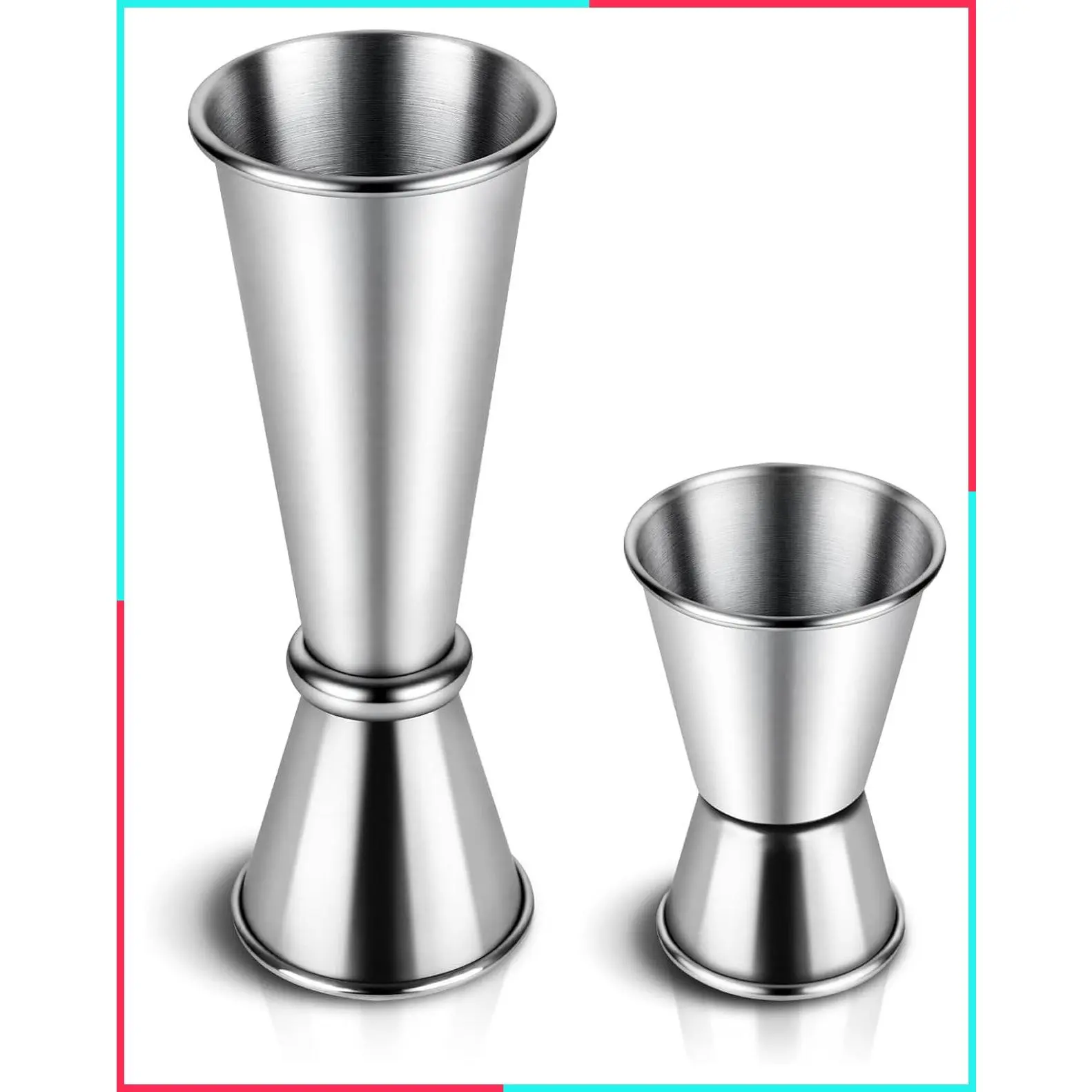 2-Pack Cocktail Jiggers Set, Premium 304 Stainless Steel Jigger for Bartending, Professional Double-Sided Bar Jigger Tools (0.5oz/1oz + 1oz/2oz)