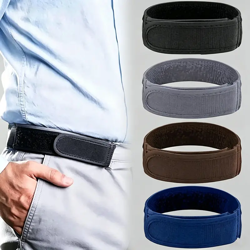 2pcs Buckle-Less Elastic Belts - Ultra-Soft Padded Edges, Adjustable Design, User-Friendly, Portable, Fits 1.5" Belt Loops, Casual Style Elastic Band Rubber Accessory